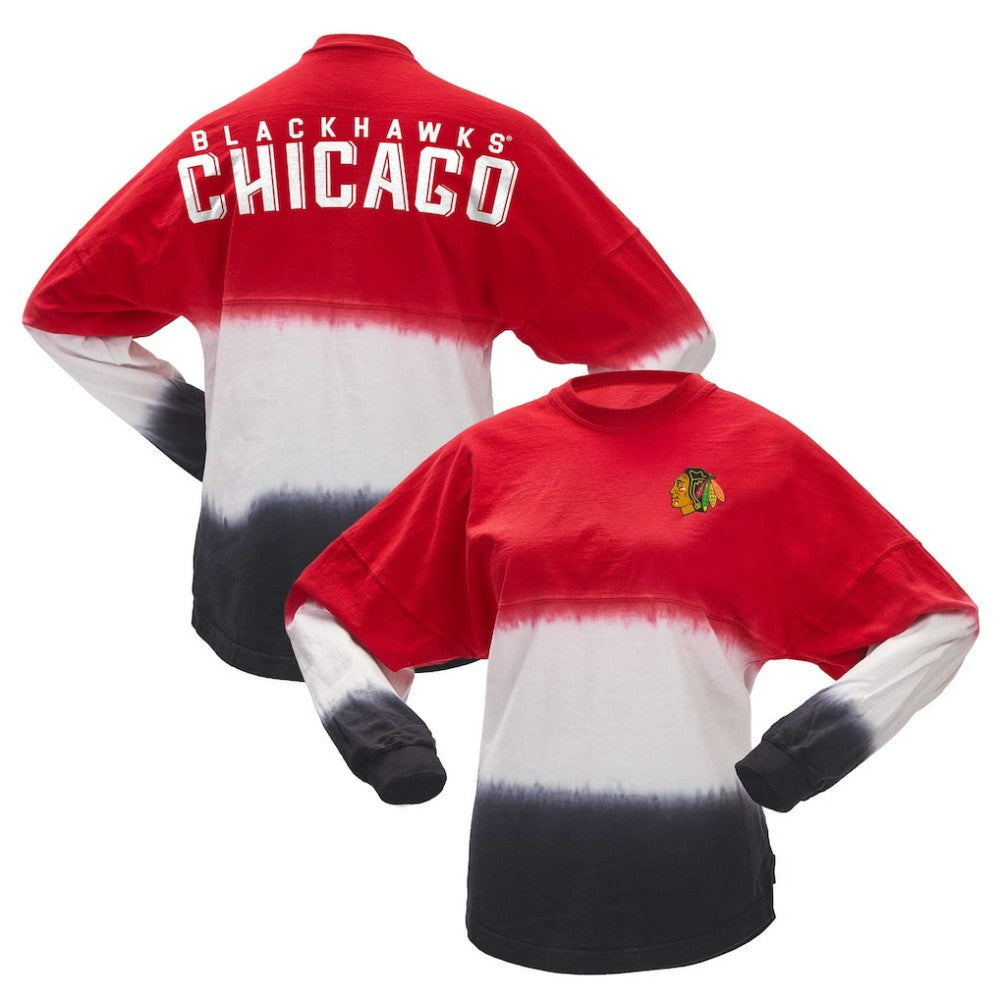 Chicago Blackhawks Fanatics Women's Ombre Long Sleeve T-Shirt - Red/Black T-shirts
