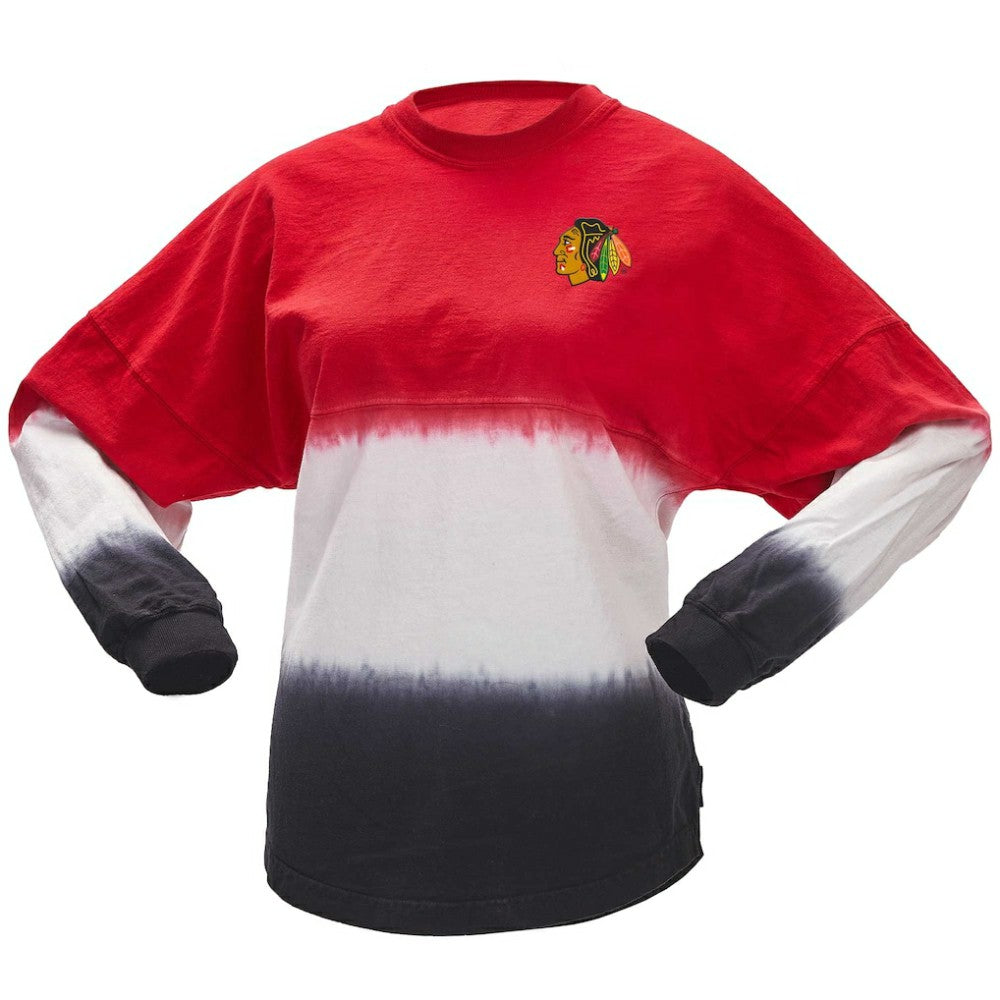 Chicago Blackhawks Fanatics Women's Ombre Long Sleeve T-Shirt - Red/Black T-shirts