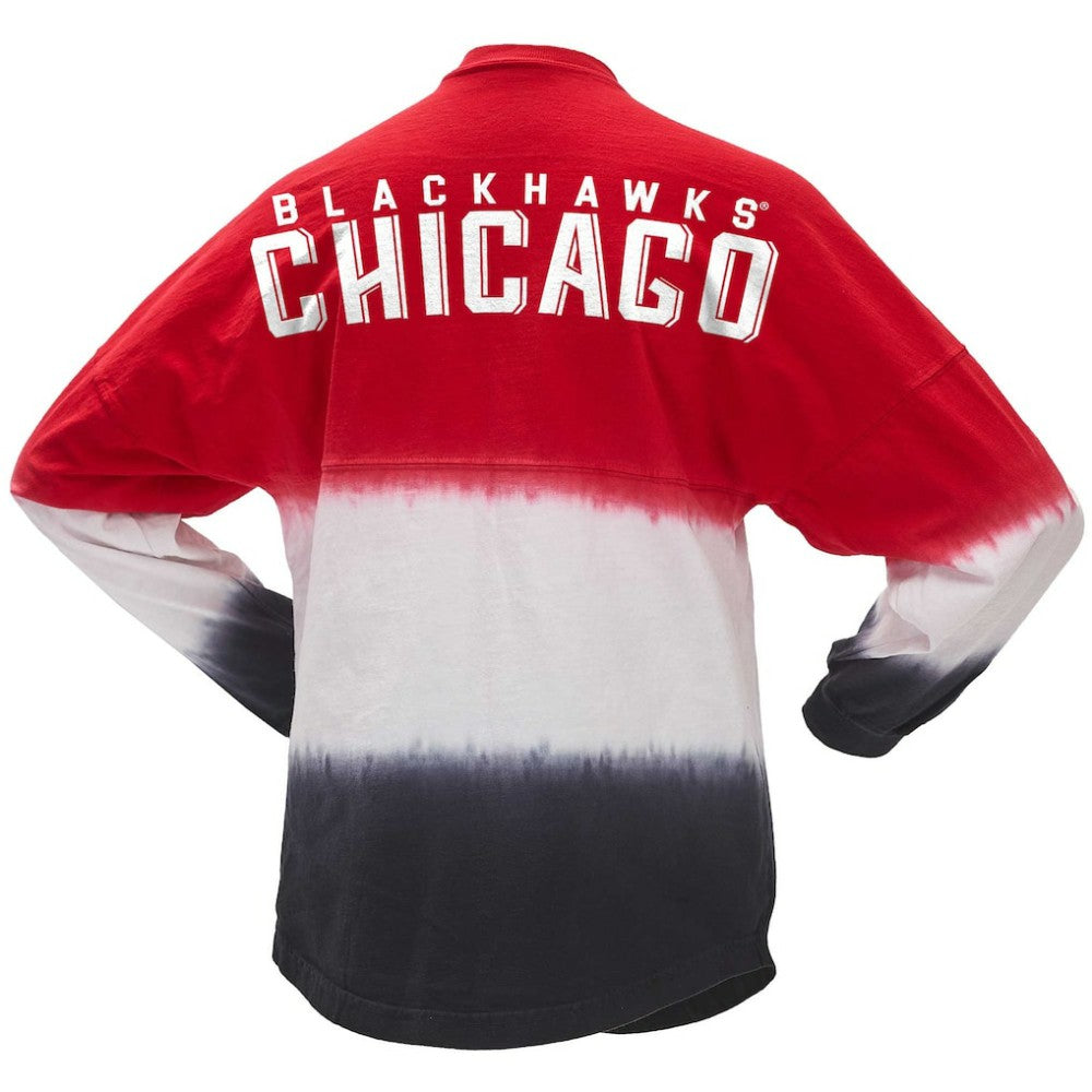 Chicago Blackhawks Fanatics Women's Ombre Long Sleeve T-Shirt - Red/Black T-shirts