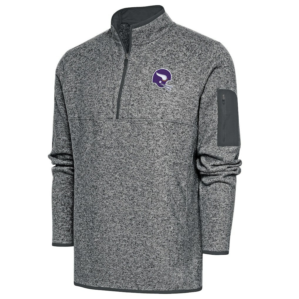 Minnesota Vikings Antigua Fortune Quarter-Zip Pullover Jacket - Heather Charcoal for sale