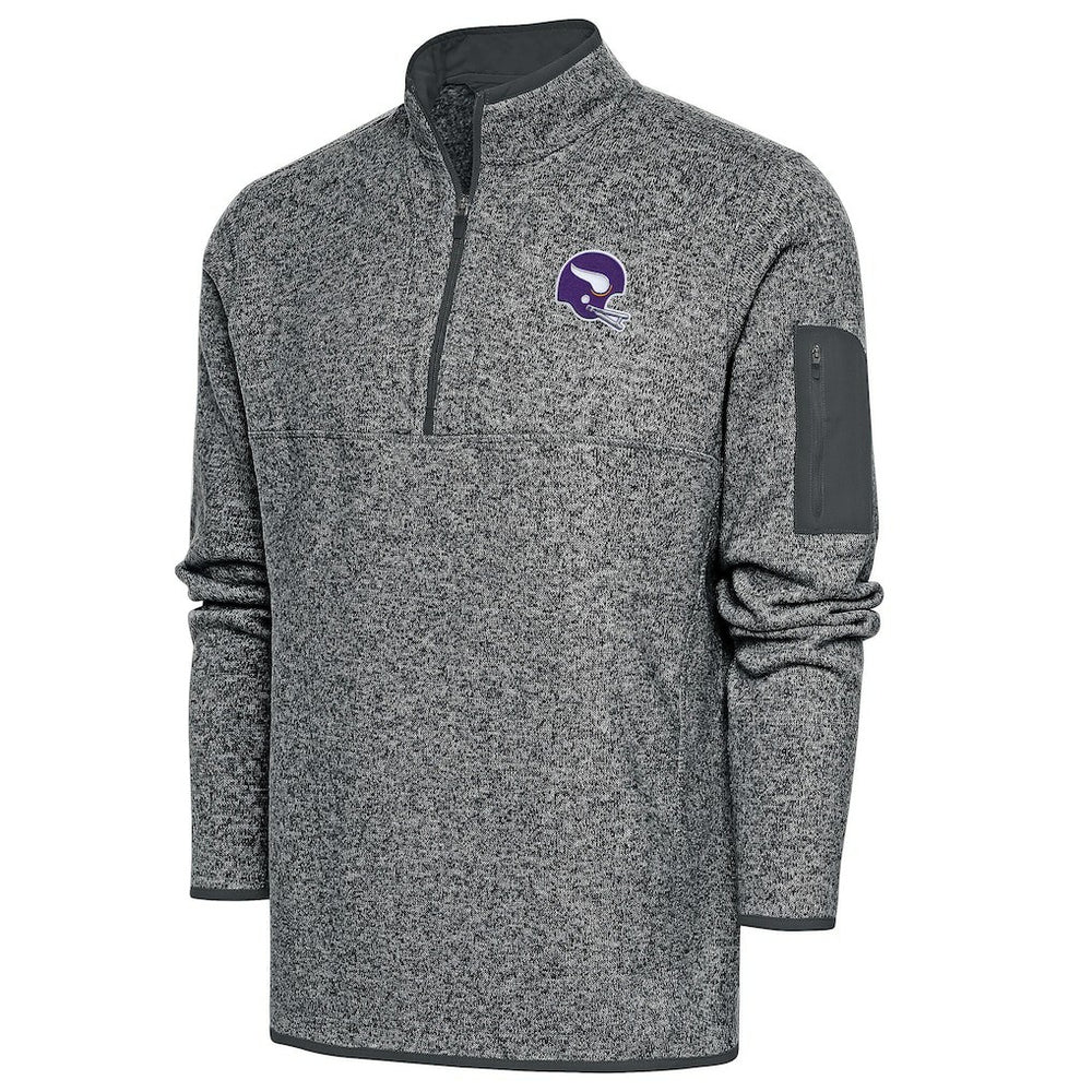 Minnesota Vikings Antigua Fortune Quarter-Zip Pullover Jacket - Heather Charcoal for sale