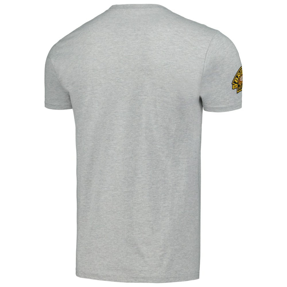 Boston Bruins Mitchell & Ness 100th Anniversary Script Sweep T-Shirt - Heather Gray T-shirts