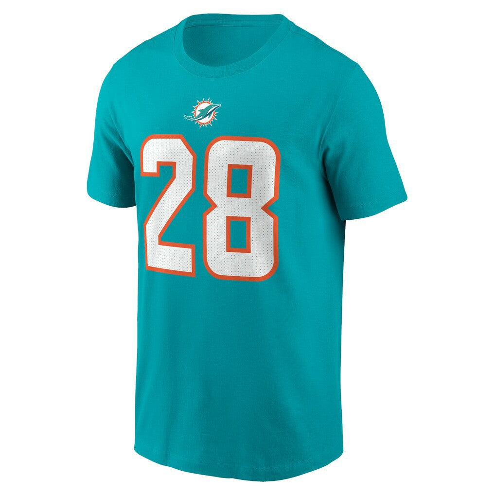 De’Von Achane Miami Dolphins Player Name & Number T-Shirt - Aqua on sale