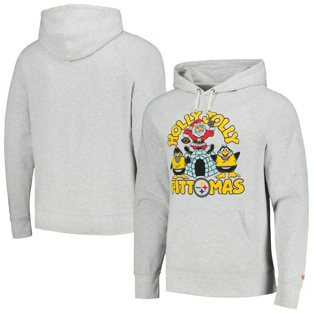 Pittsburgh Steelers Homage Unisex Holiday Raglan Tri-Blend Pullover Hoodie - Gray online
