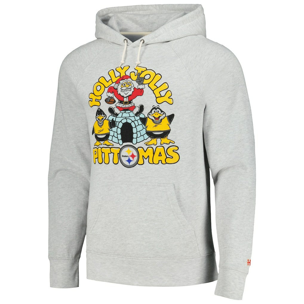 Pittsburgh Steelers Homage Unisex Holiday Raglan Tri-Blend Pullover Hoodie - Gray online