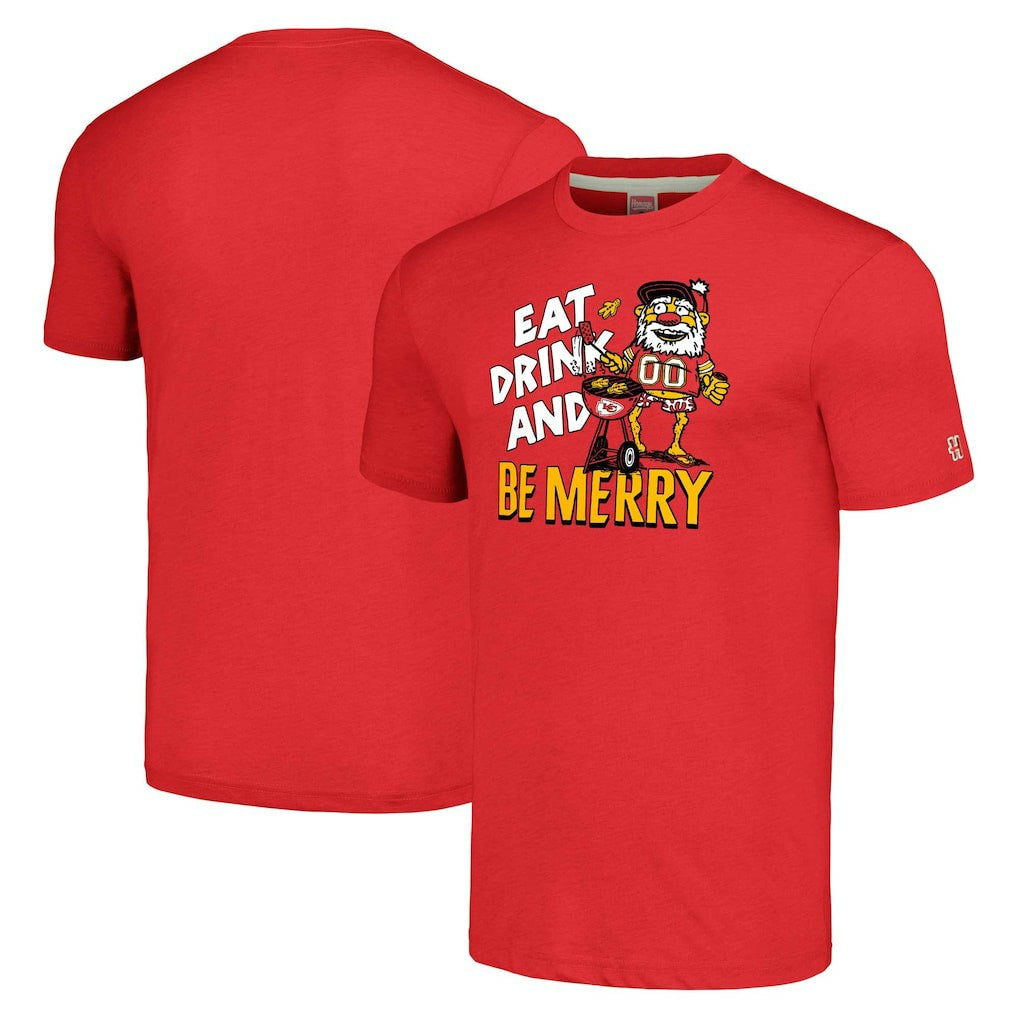 Kansas City Chiefs Homage Unisex Holiday Tri-Blend T-Shirt - Red cheap