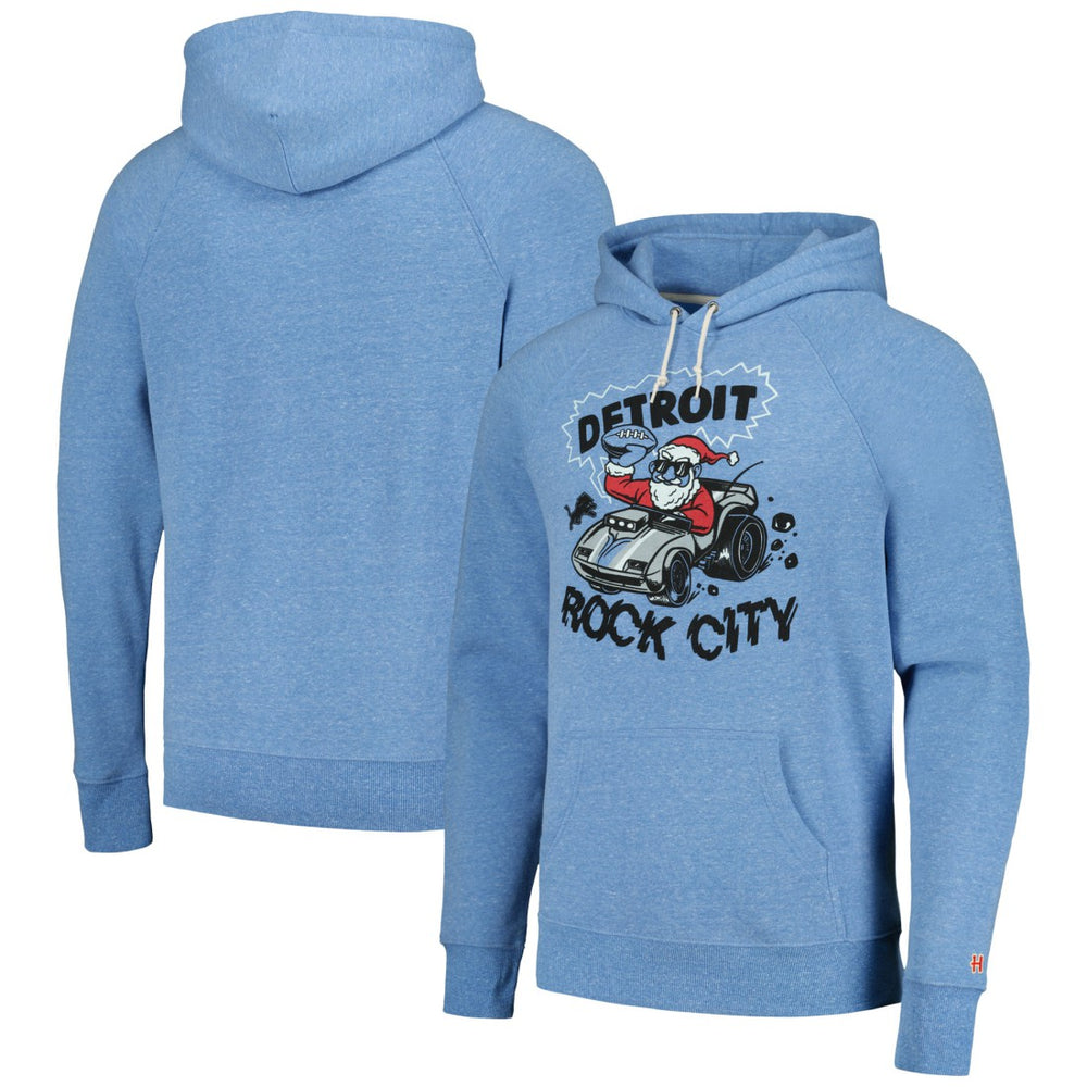 Detroit Lions Homage Unisex Holiday Raglan Tri-Blend Pullover Hoodie - Light Blue outlet