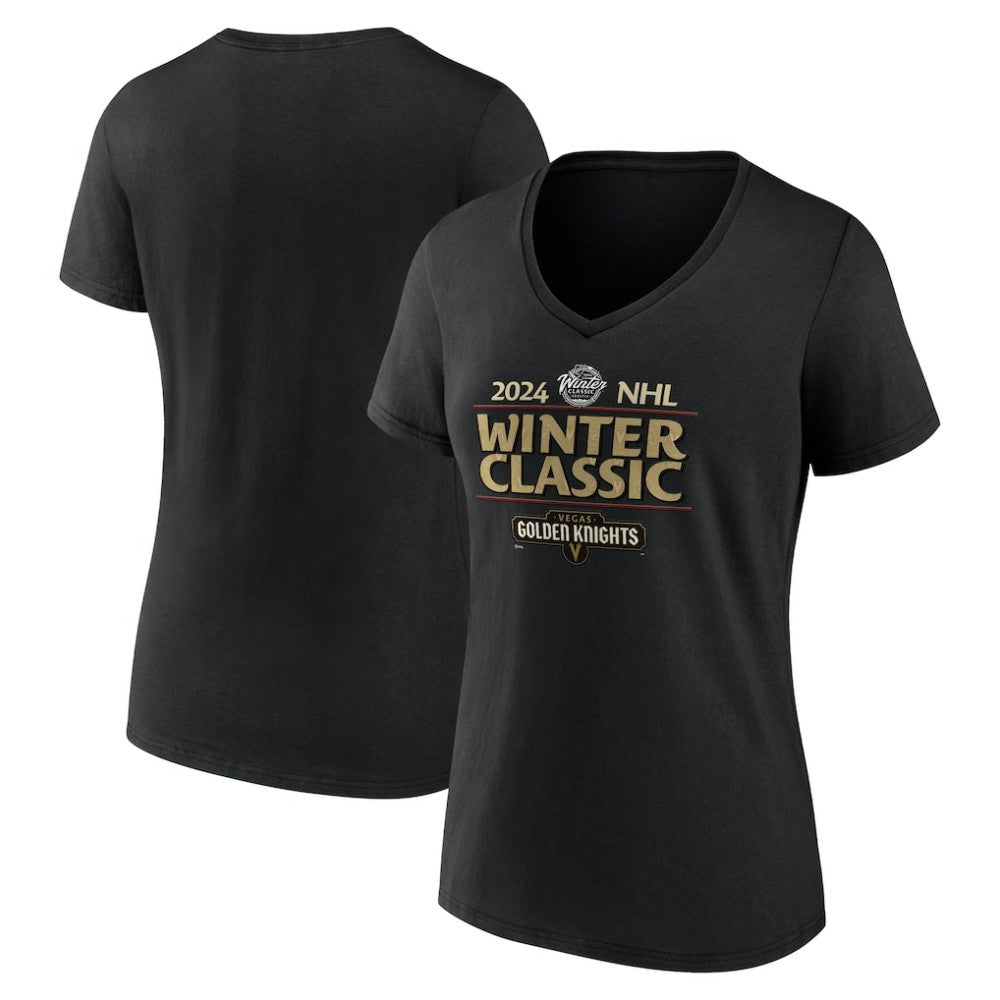 Vegas Golden Knights Fanatics Women's 2024 NHL Winter Classic V-Neck T-Shirt - Black T-shirts