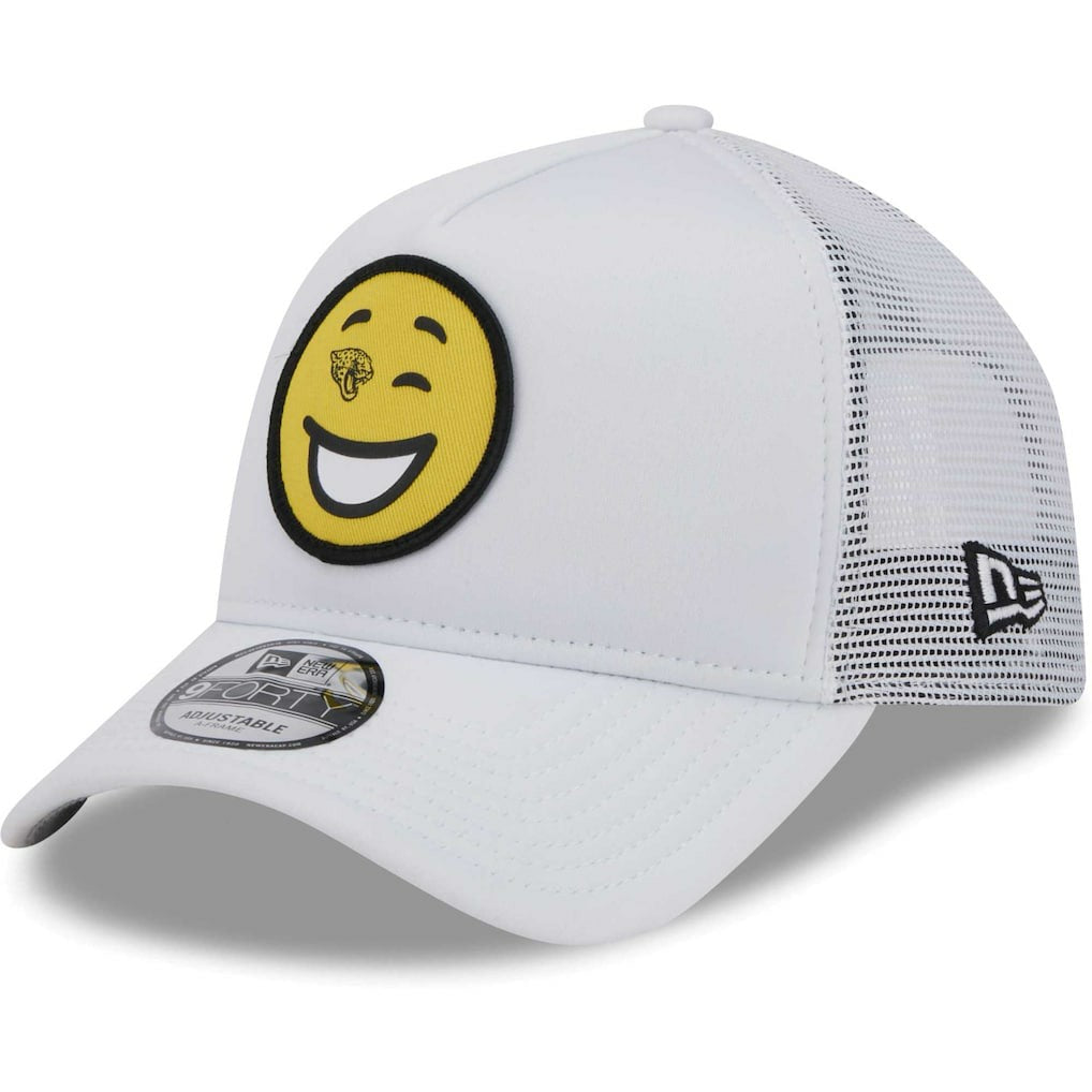 Jacksonville Jaguars New Era Happy A-Frame Trucker 9FORTY Snapback Hat - White cheap