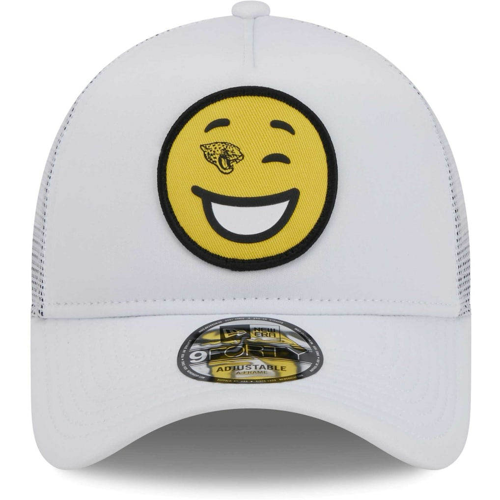 Jacksonville Jaguars New Era Happy A-Frame Trucker 9FORTY Snapback Hat - White cheap