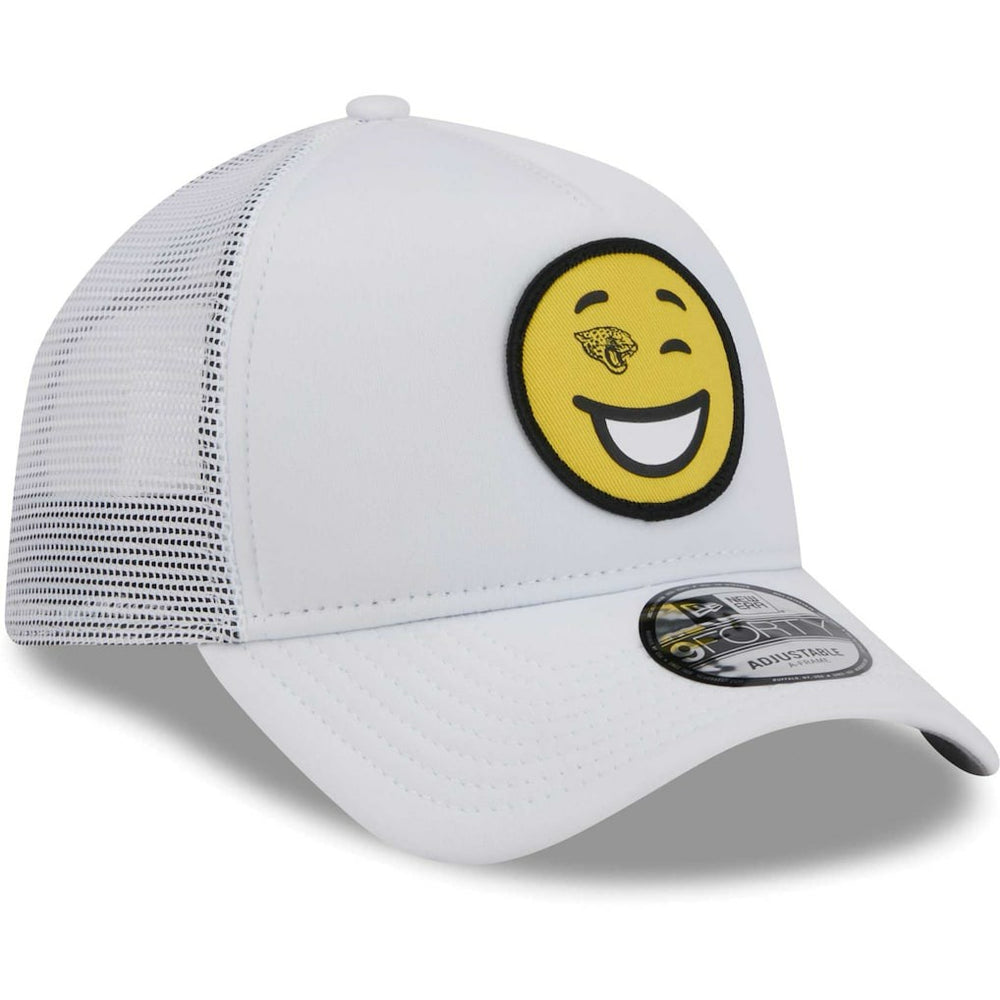 Jacksonville Jaguars New Era Happy A-Frame Trucker 9FORTY Snapback Hat - White cheap