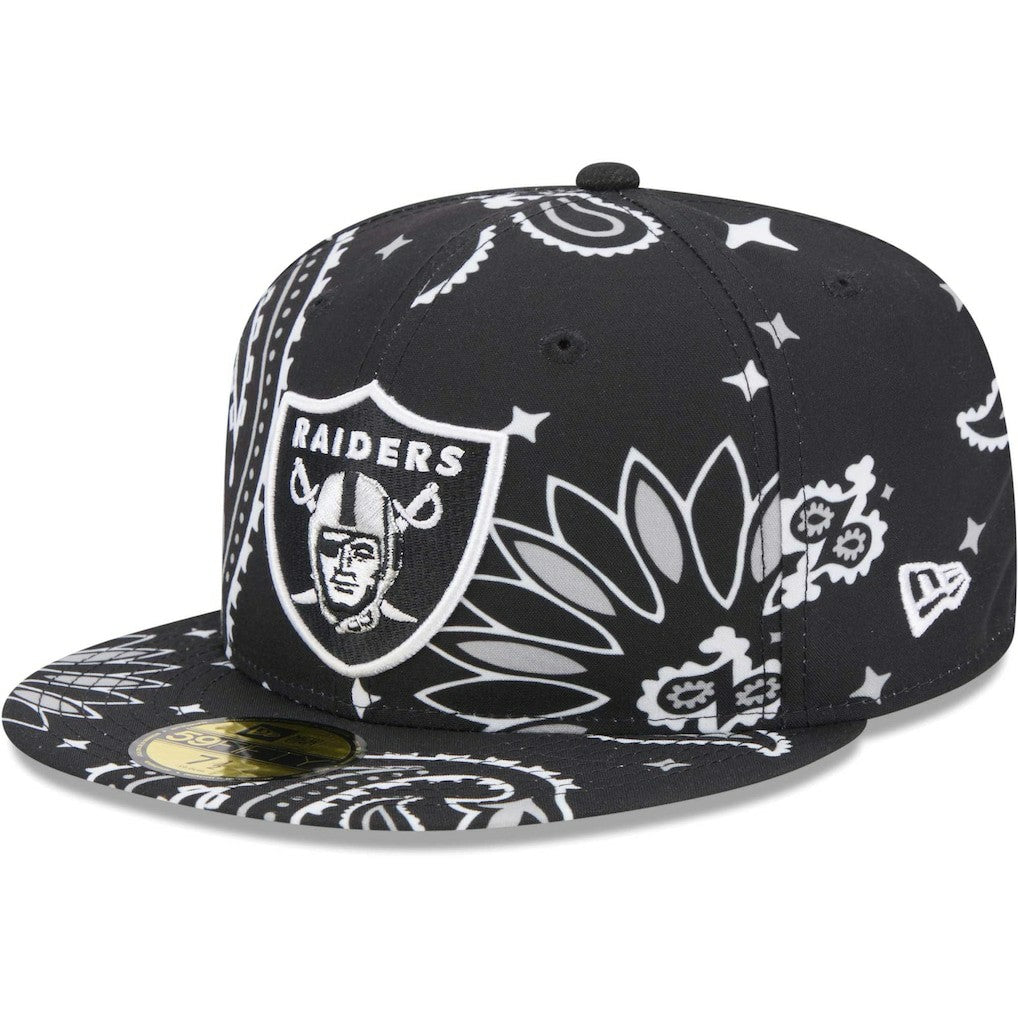 Las Vegas Raiders New Era Paisley 59FIFTY Fitted Hat - Black discount