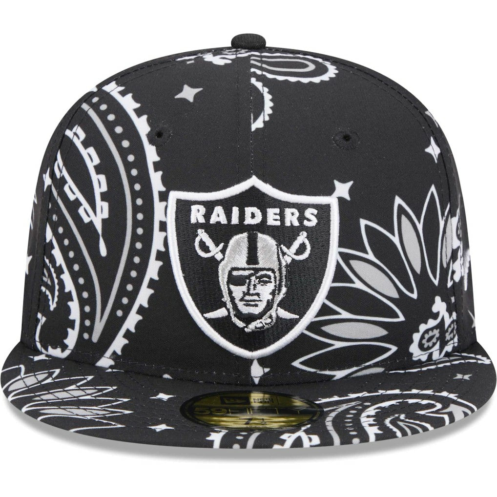 Las Vegas Raiders New Era Paisley 59FIFTY Fitted Hat - Black discount