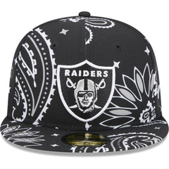 Las Vegas Raiders New Era Paisley 59FIFTY Fitted Hat - Black discount