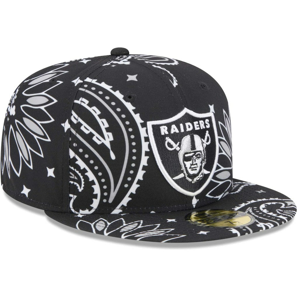 Las Vegas Raiders New Era Paisley 59FIFTY Fitted Hat - Black discount