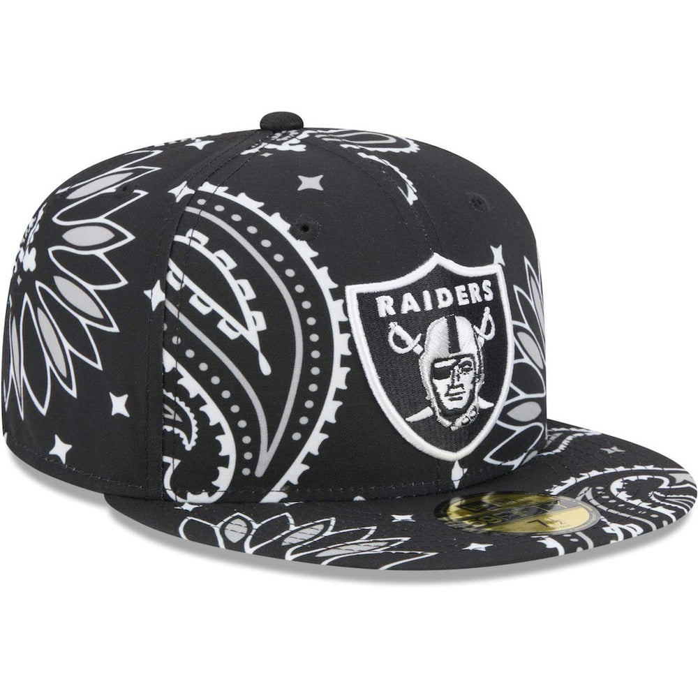 Las Vegas Raiders New Era Paisley 59FIFTY Fitted Hat - Black discount