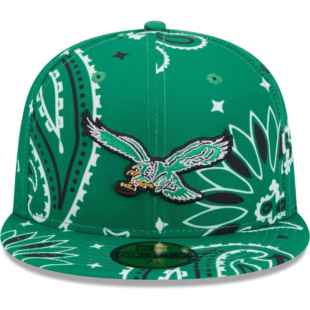 Philadelphia Eagles New Era Throwback Paisley 59FIFTY Fitted Hat - Kelly Green sale