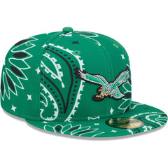 Philadelphia Eagles New Era Throwback Paisley 59FIFTY Fitted Hat - Kelly Green sale