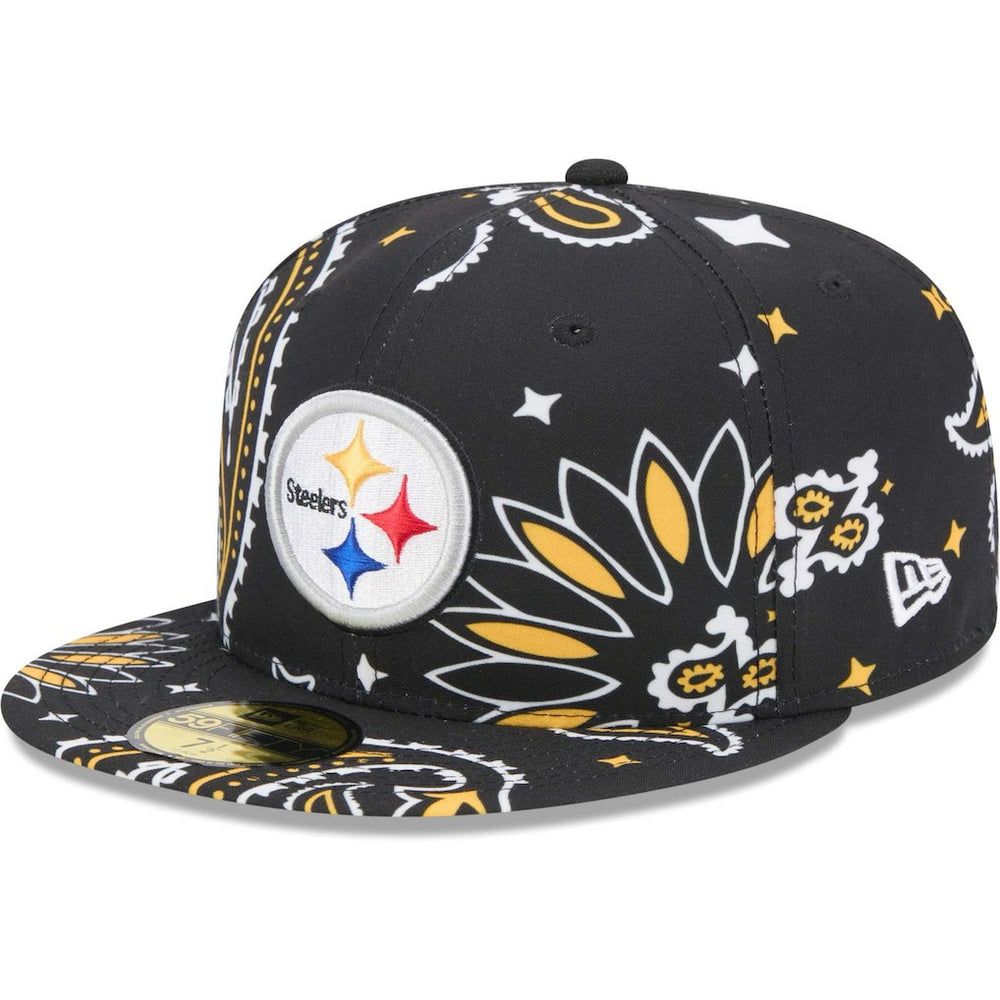 Pittsburgh Steelers New Era Paisley 59FIFTY Fitted Hat - Black discount