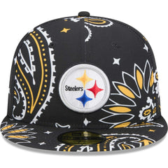 Pittsburgh Steelers New Era Paisley 59FIFTY Fitted Hat - Black discount