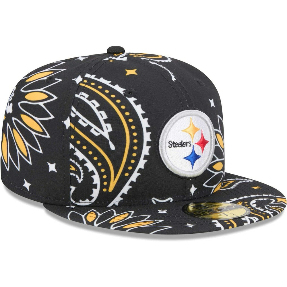 Pittsburgh Steelers New Era Paisley 59FIFTY Fitted Hat - Black discount