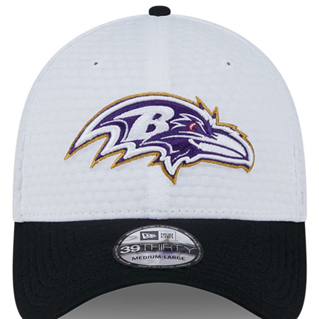 Baltimore Ravens New Era 2024 NFL Training Camp 39THIRTY Flex Hat - White/Black discount
