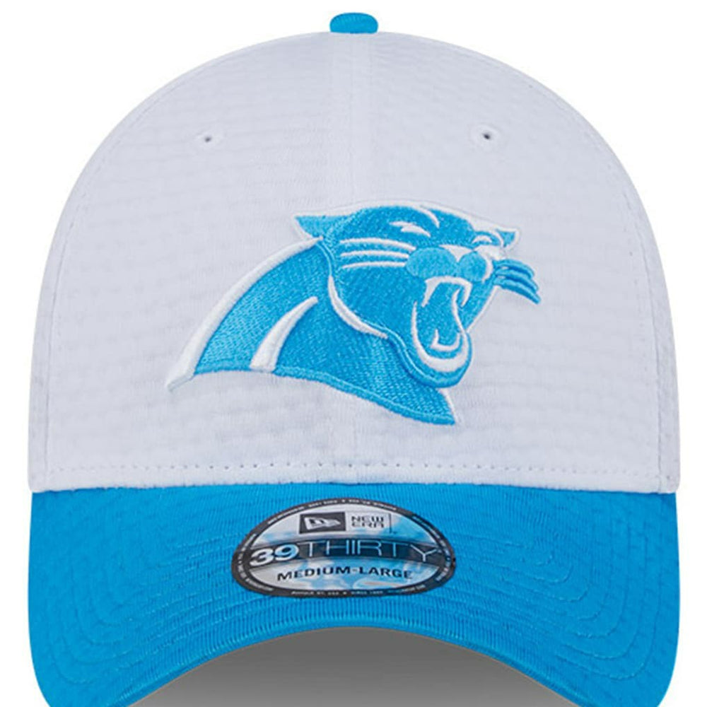 Carolina Panthers New Era 2024 NFL Training Camp 39THIRTY Flex Hat - White/Blue cheap