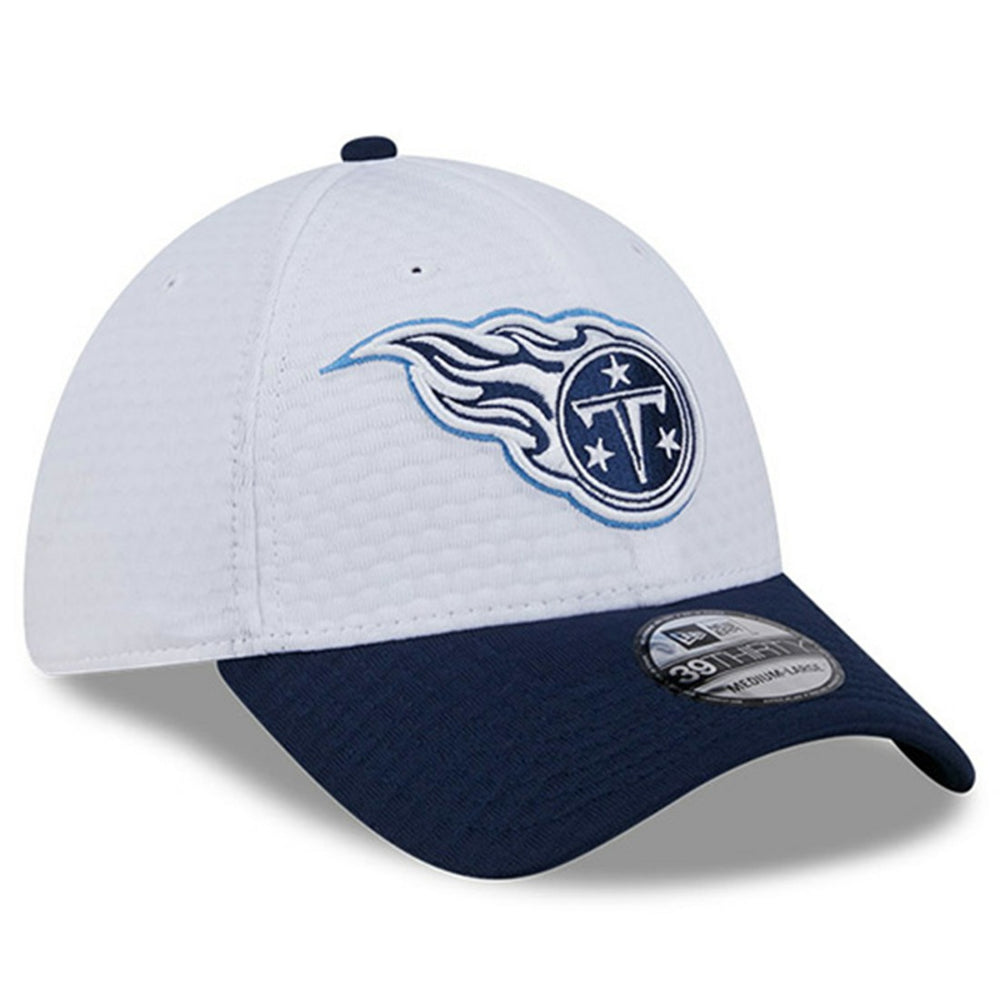 Tennessee Titans New Era 2024 NFL Training Camp 39THIRTY Flex Hat - White/Navy sale