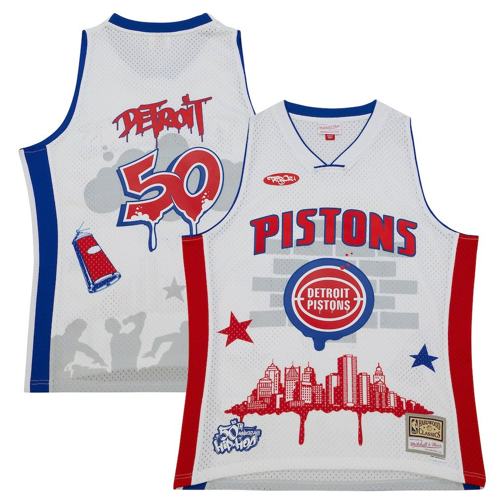 Detroit Pistons x Tats Cru Hardwood Classics Fashion Jersey sale - White online