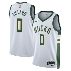 Damian Lillard Milwaukee Bucks Unisex Fear The Deer Swingman Player Jersey - Association Edition - White cheap