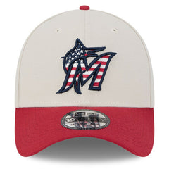 Miami Marlins 2024 Fourth of July 39THIRTY Flex Hat Khaki/Red