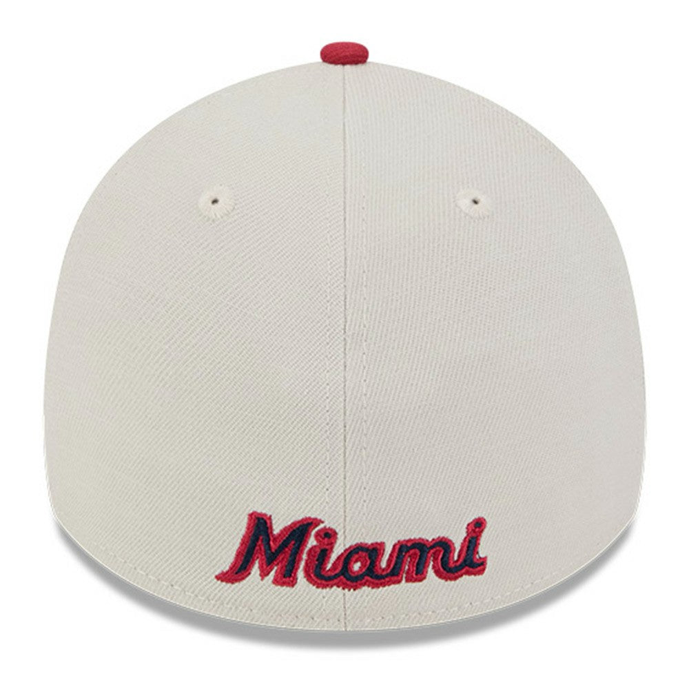 Miami Marlins 2024 Fourth of July 39THIRTY Flex Hat Khaki/Red