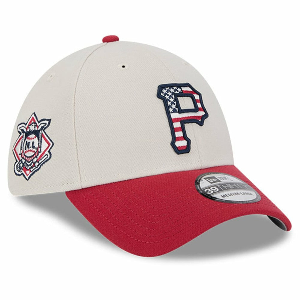 Pittsburgh Pirates 2024 Fourth of July 39THIRTY Flex Hat Khaki/Red