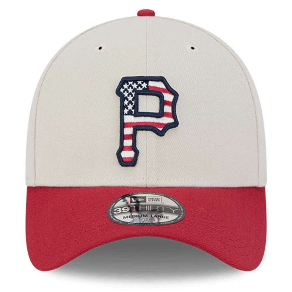 Pittsburgh Pirates 2024 Fourth of July 39THIRTY Flex Hat Khaki/Red