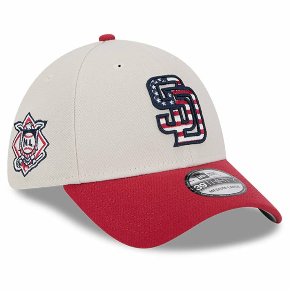 San Diego Padres 2024 Fourth of July 39THIRTY Flex Hat Khaki/Red