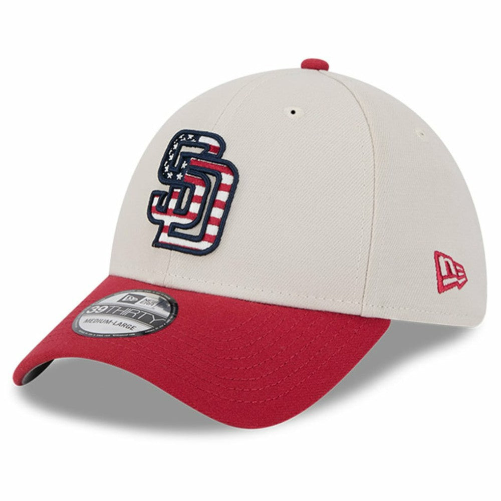 San Diego Padres 2024 Fourth of July 39THIRTY Flex Hat Khaki/Red