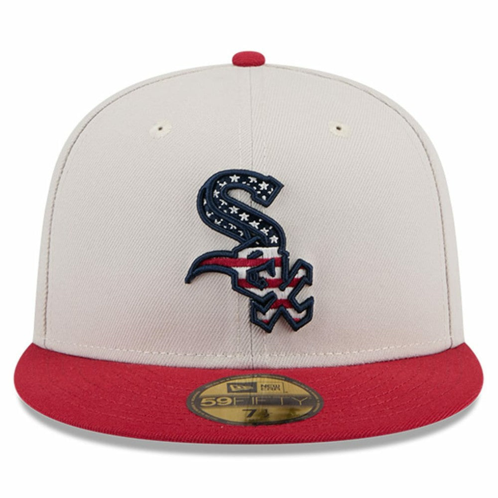 Chicago White Sox 2024 Fourth of July 59FIFTY Fitted Hat Khaki/Red