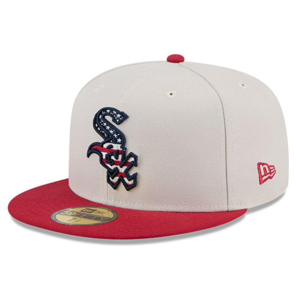 Chicago White Sox 2024 Fourth of July 59FIFTY Fitted Hat Khaki/Red