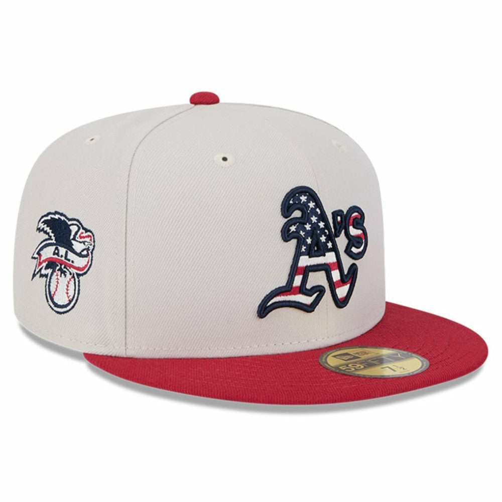 Athletics 2024 Fourth of July 59FIFTY Fitted Hat Khaki/Red