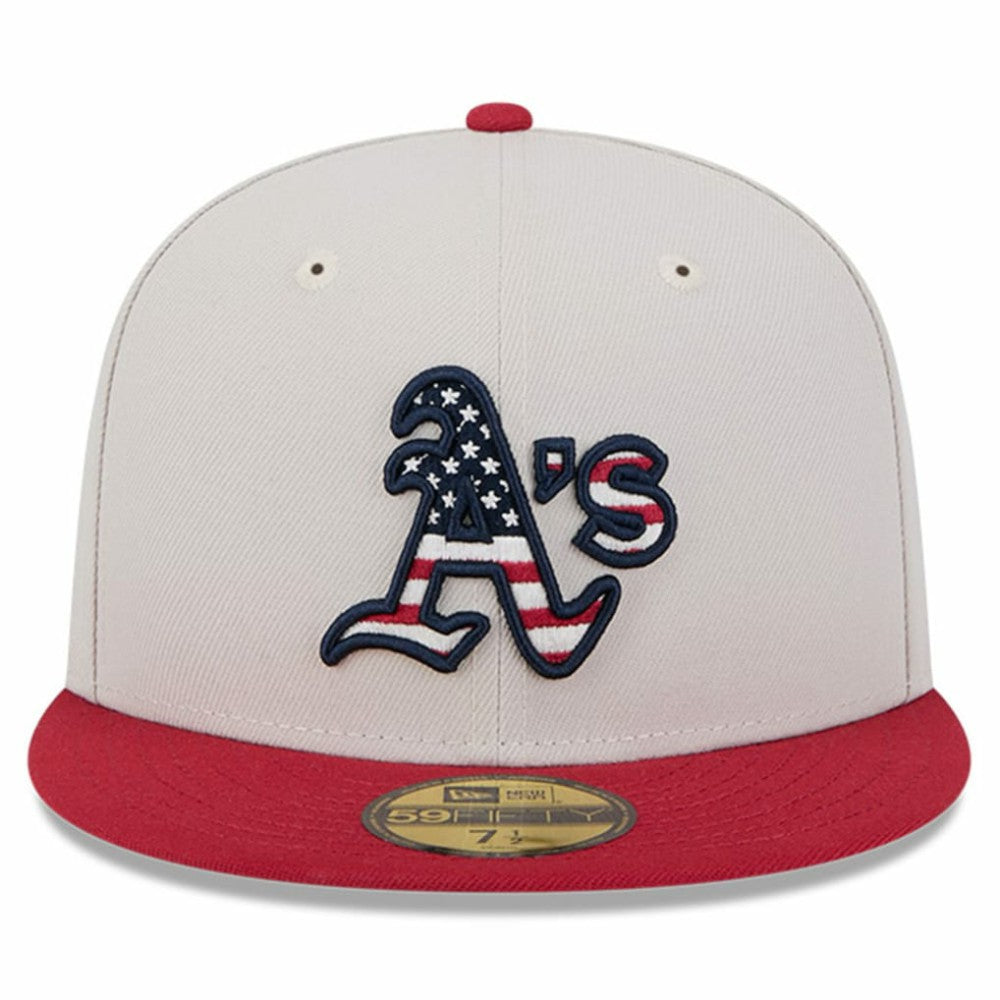 Athletics 2024 Fourth of July 59FIFTY Fitted Hat Khaki/Red