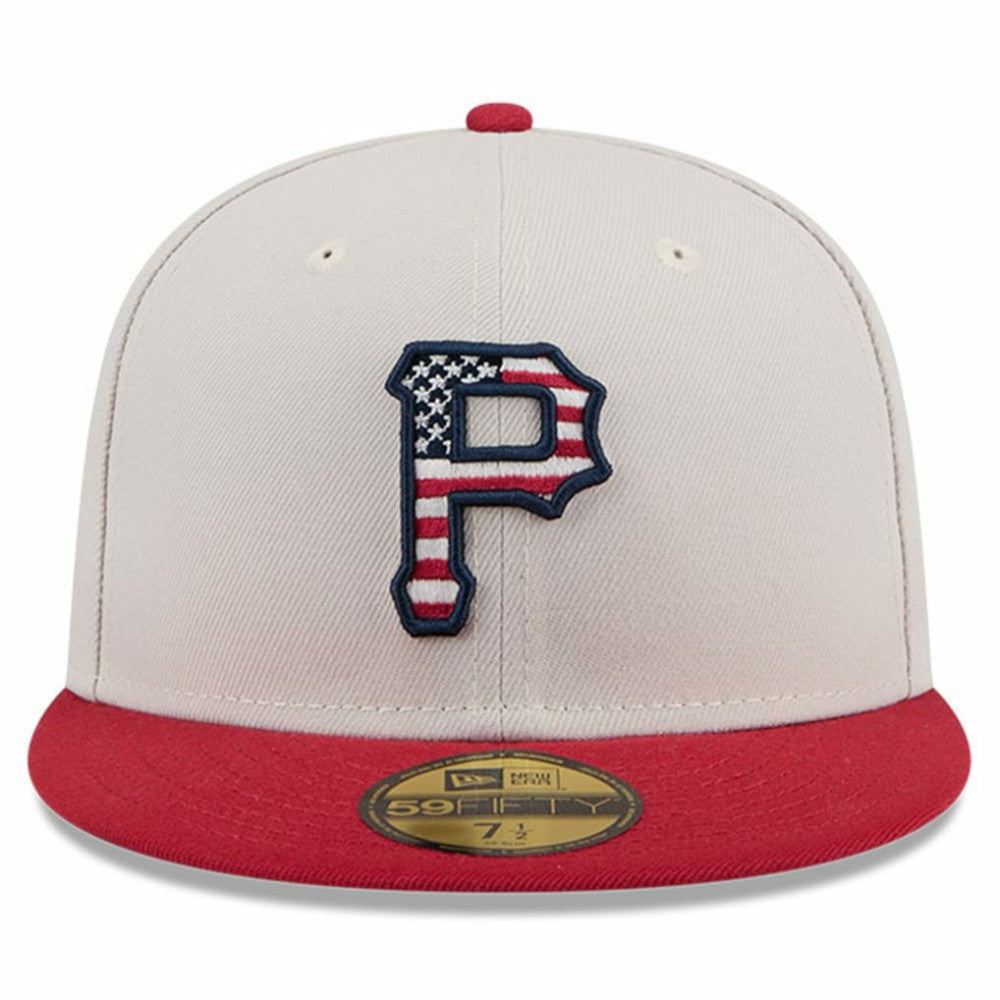 Pittsburgh Pirates 2024 Fourth of July 59FIFTY Fitted Hat Khaki/Red
