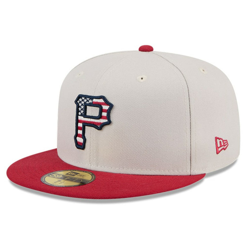 Pittsburgh Pirates 2024 Fourth of July 59FIFTY Fitted Hat Khaki/Red