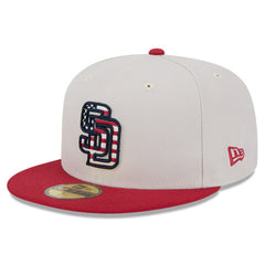 San Diego Padres 2024 Fourth of July 59FIFTY Fitted Hat Khaki/Red