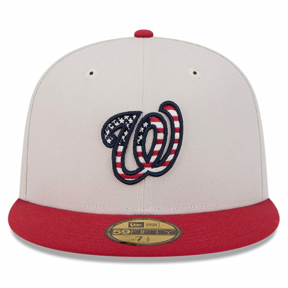 Washington Nationals 2024 Fourth of July 59FIFTY Fitted Hat Khaki/Red