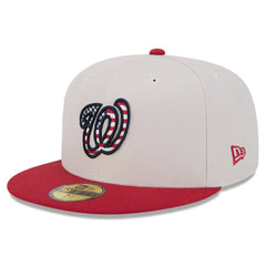 Washington Nationals 2024 Fourth of July 59FIFTY Fitted Hat Khaki/Red