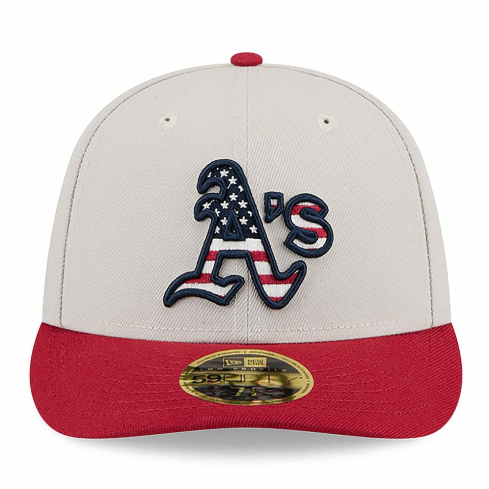 Athletics 2024 Fourth of July Low Profile 59FIFTY Fitted Hat Khaki/Red
