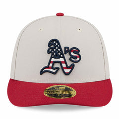 Athletics 2024 Fourth of July Low Profile 59FIFTY Fitted Hat Khaki/Red