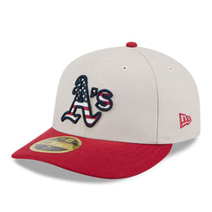 Athletics 2024 Fourth of July Low Profile 59FIFTY Fitted Hat Khaki/Red