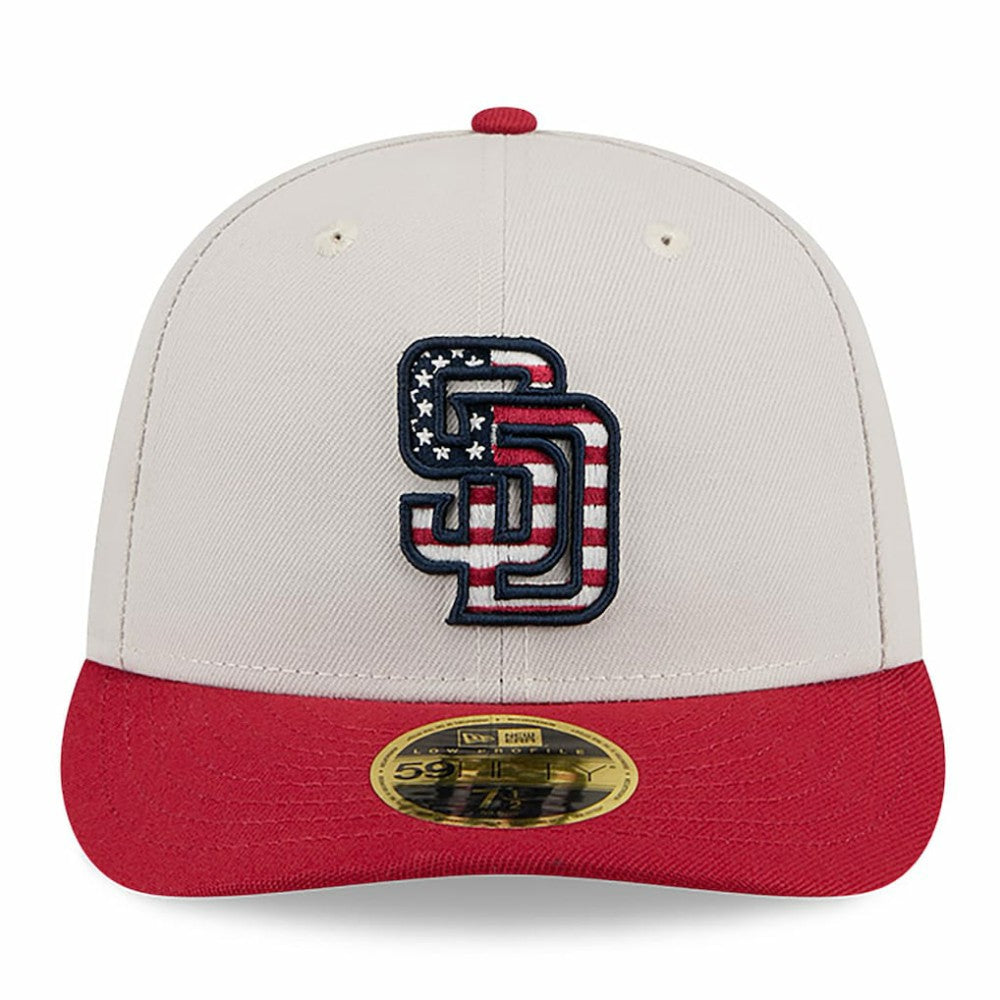 San Diego Padres 2024 Fourth of July Low Profile 59FIFTY Fitted Hat Khaki/Red