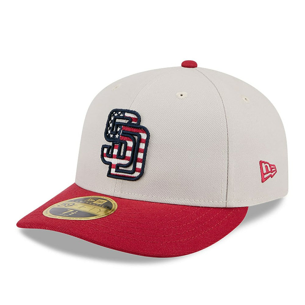 San Diego Padres 2024 Fourth of July Low Profile 59FIFTY Fitted Hat Khaki/Red